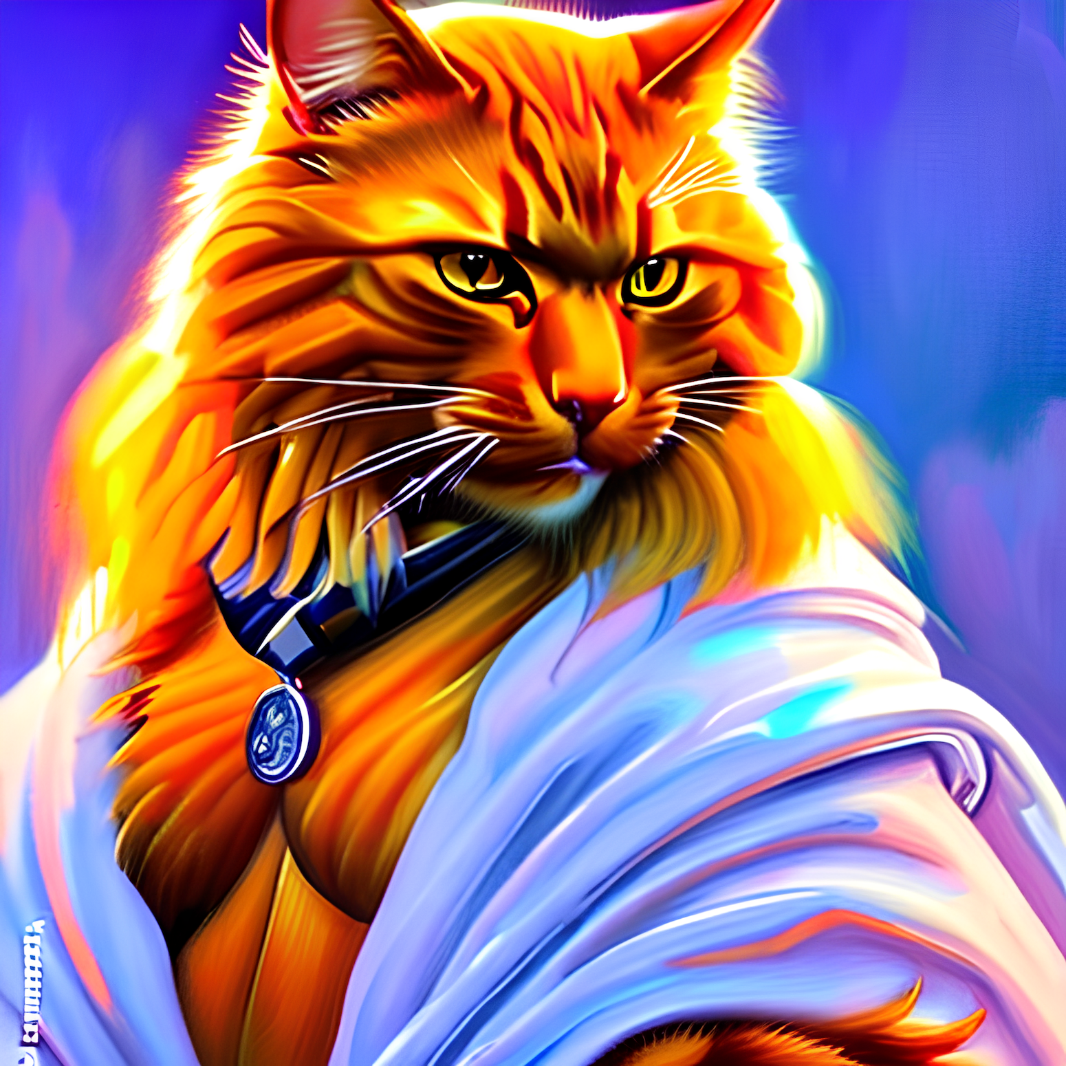 AI-generated portrait of Azriel the cat