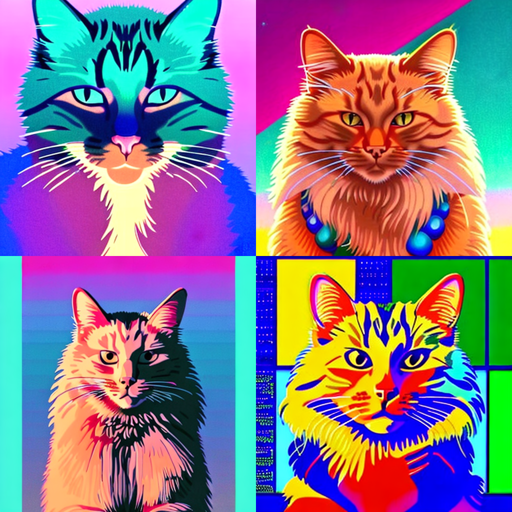 AI-generated rainbow portrait of Azriel the cat