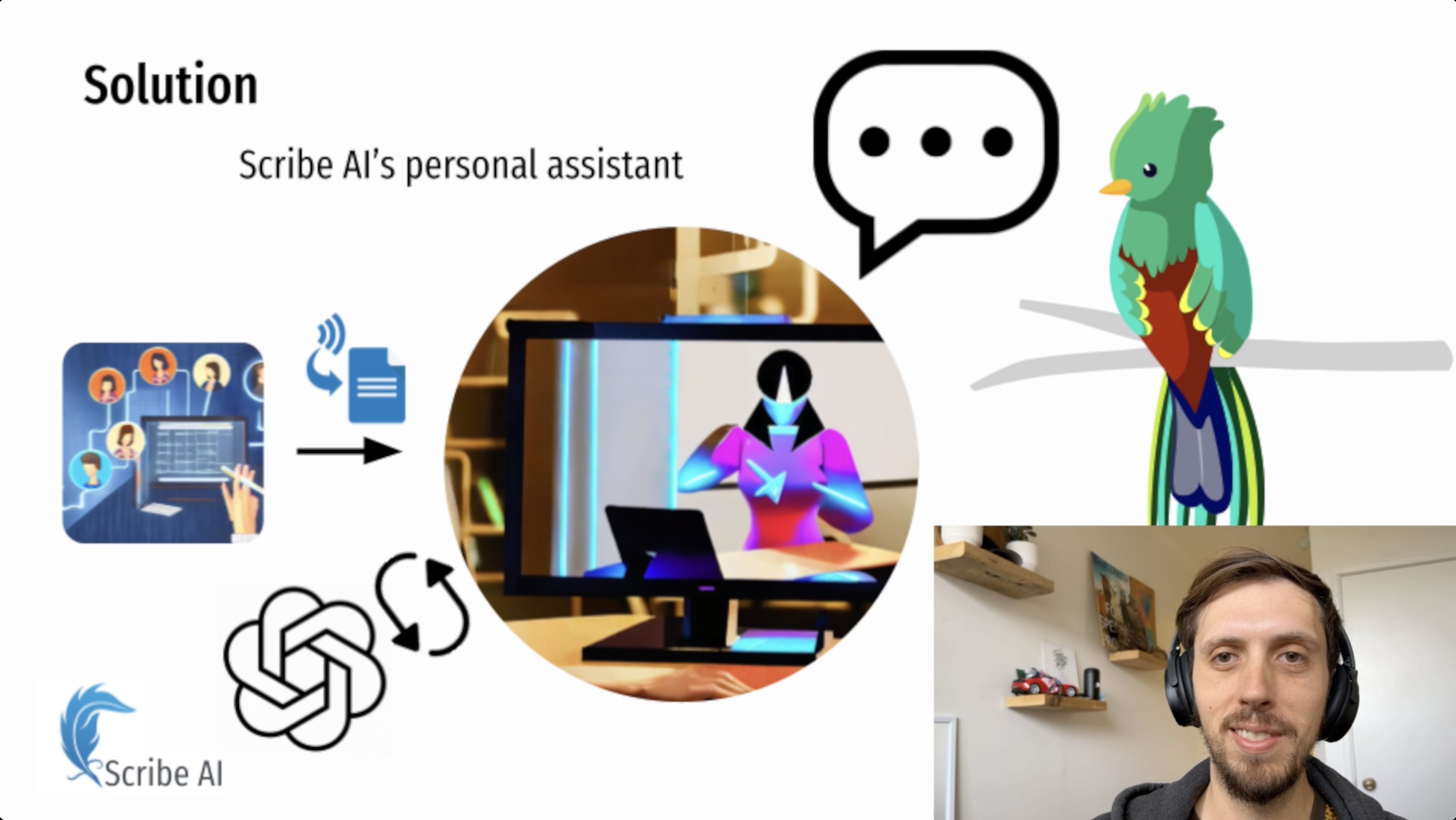 Scribe app screenshot showing automated meeting notes interface